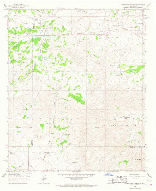 Classic USGS Cornucopia Canyon New Mexico 7.5'x7.5' Topo Map Image