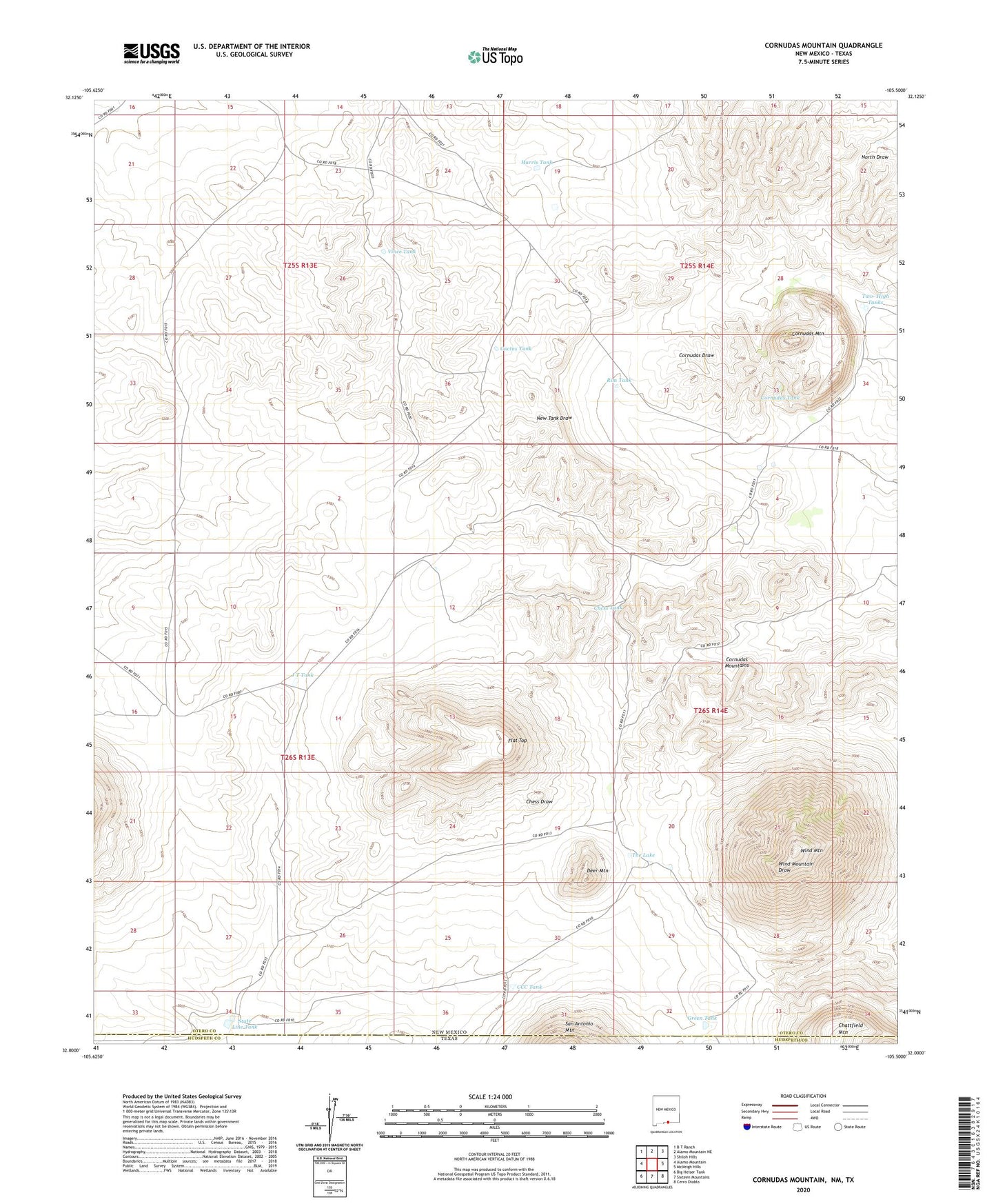 Cornudas Mountain New Mexico US Topo Map Image