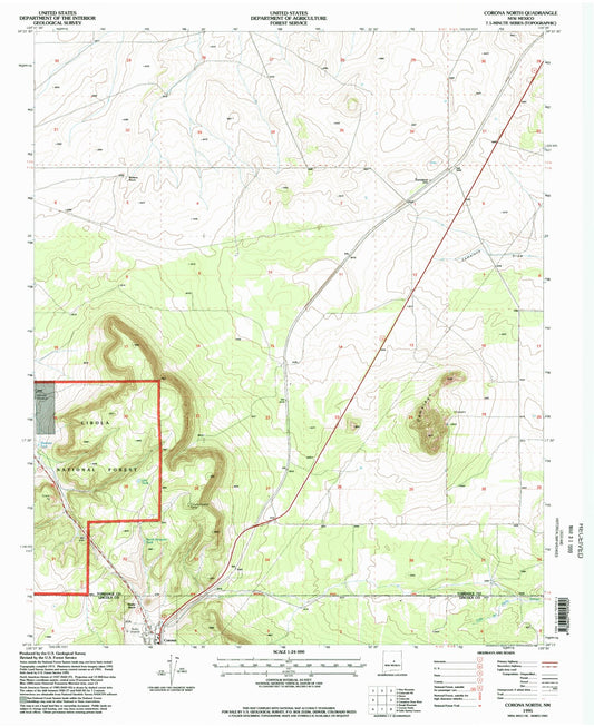 Classic USGS Corona North New Mexico 7.5'x7.5' Topo Map Image