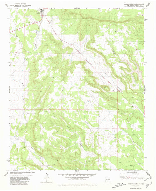 Classic USGS Corona South New Mexico 7.5'x7.5' Topo Map Image