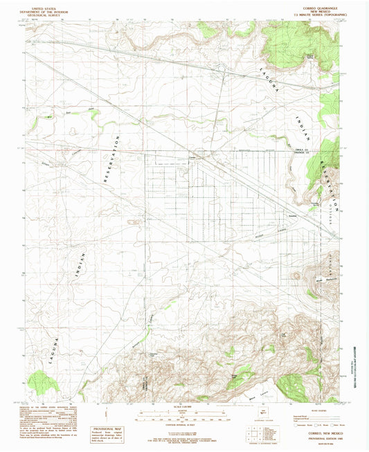 Classic USGS Correo New Mexico 7.5'x7.5' Topo Map Image