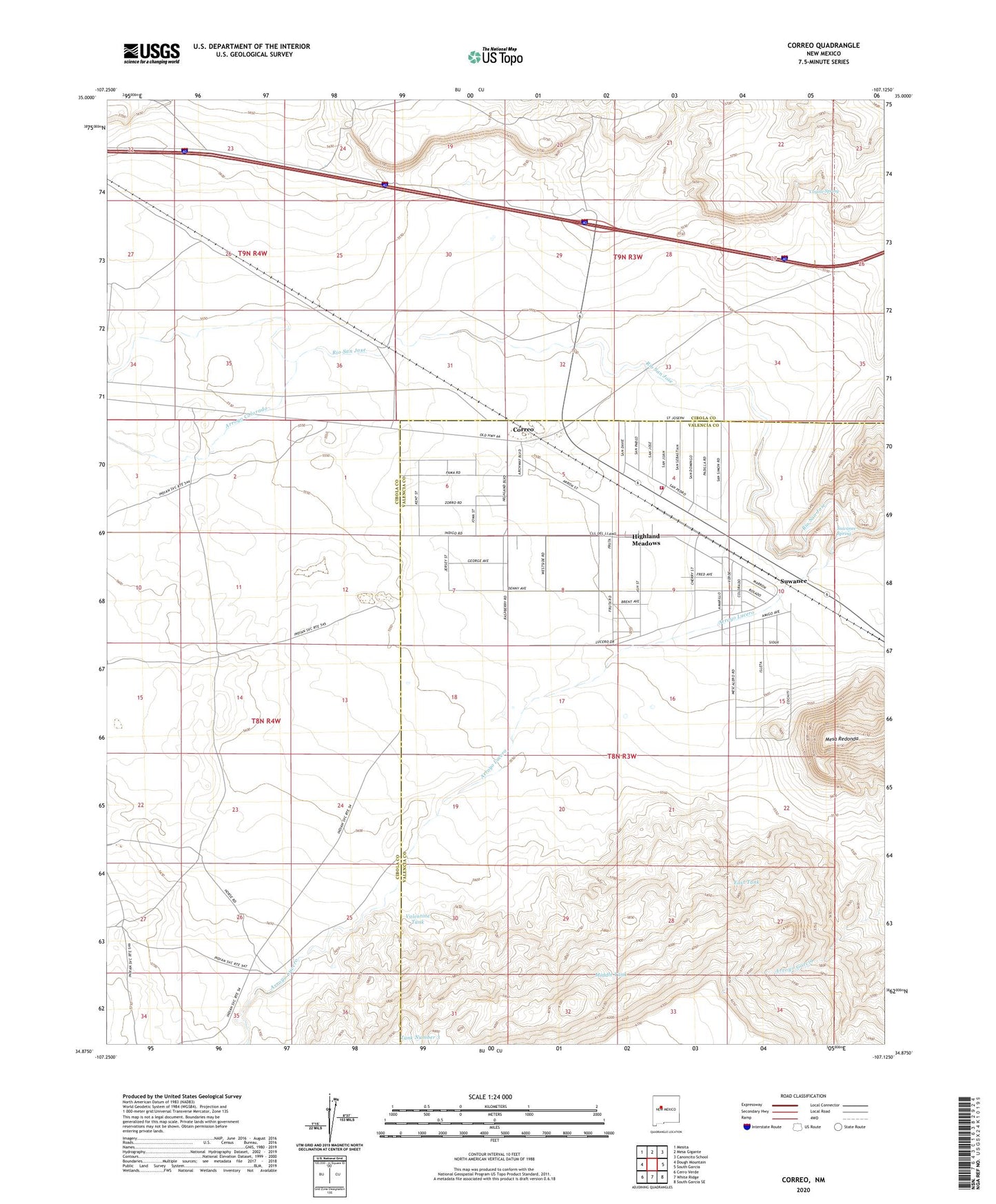 Correo New Mexico US Topo Map Image