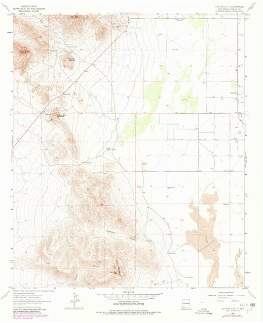 Classic USGS Cotton City New Mexico 7.5'x7.5' Topo Map Image