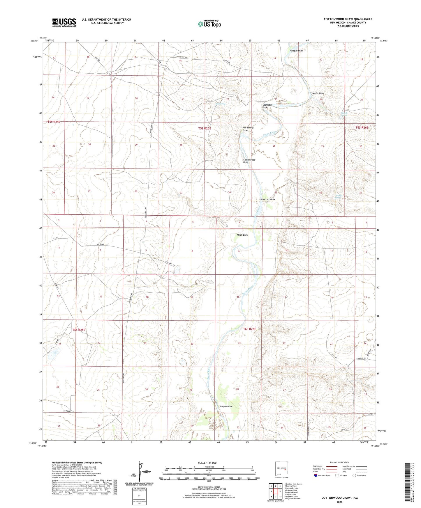 Cottonwood Draw New Mexico US Topo Map Image