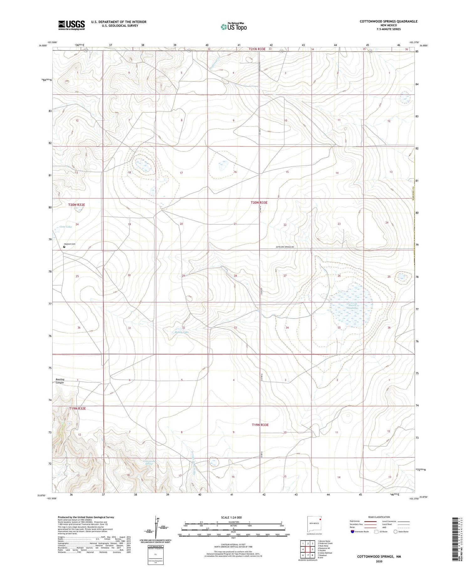 Cottonwood Springs New Mexico US Topo Map Image