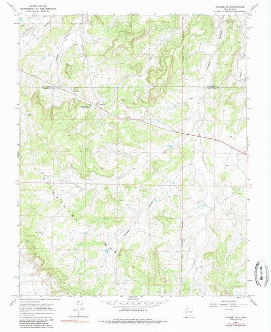 Classic USGS Counselor New Mexico 7.5'x7.5' Topo Map Image