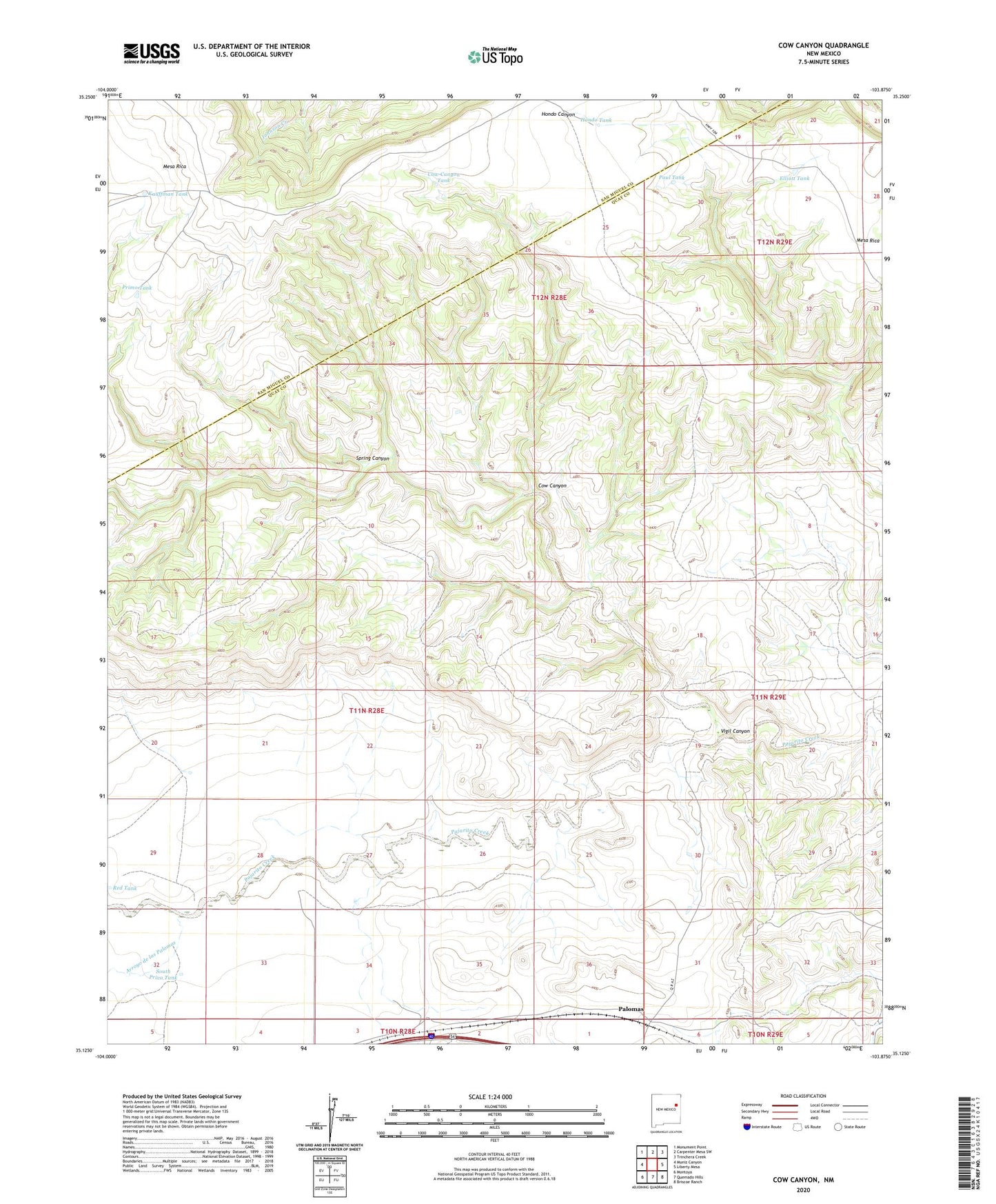 Cow Canyon New Mexico US Topo Map Image