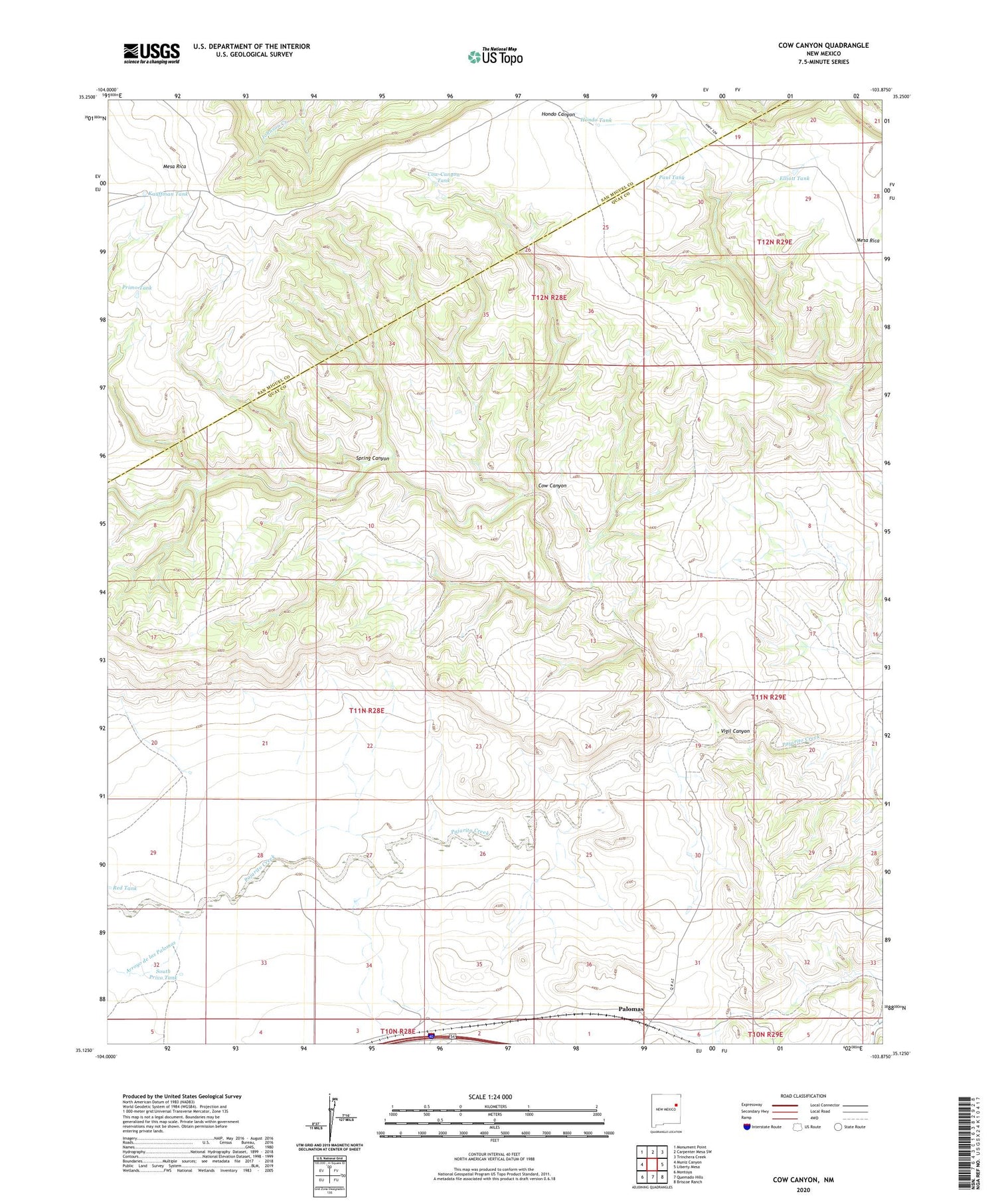 Cow Canyon New Mexico US Topo Map Image