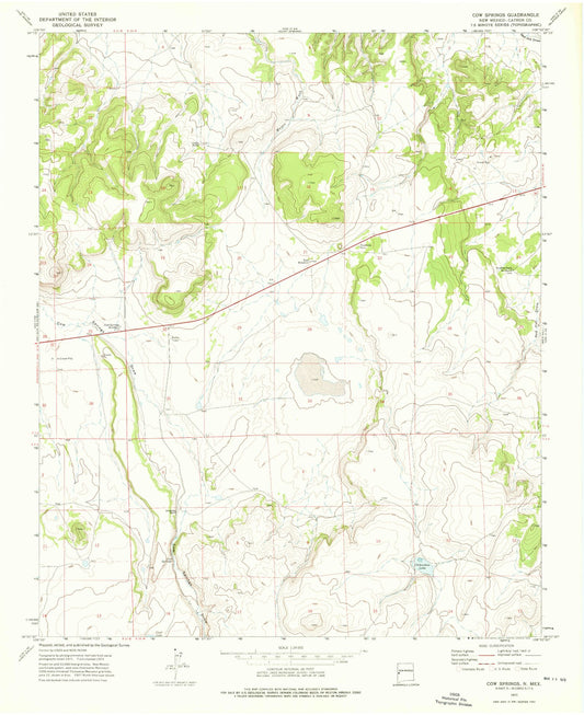 Classic USGS Cow Springs New Mexico 7.5'x7.5' Topo Map Image