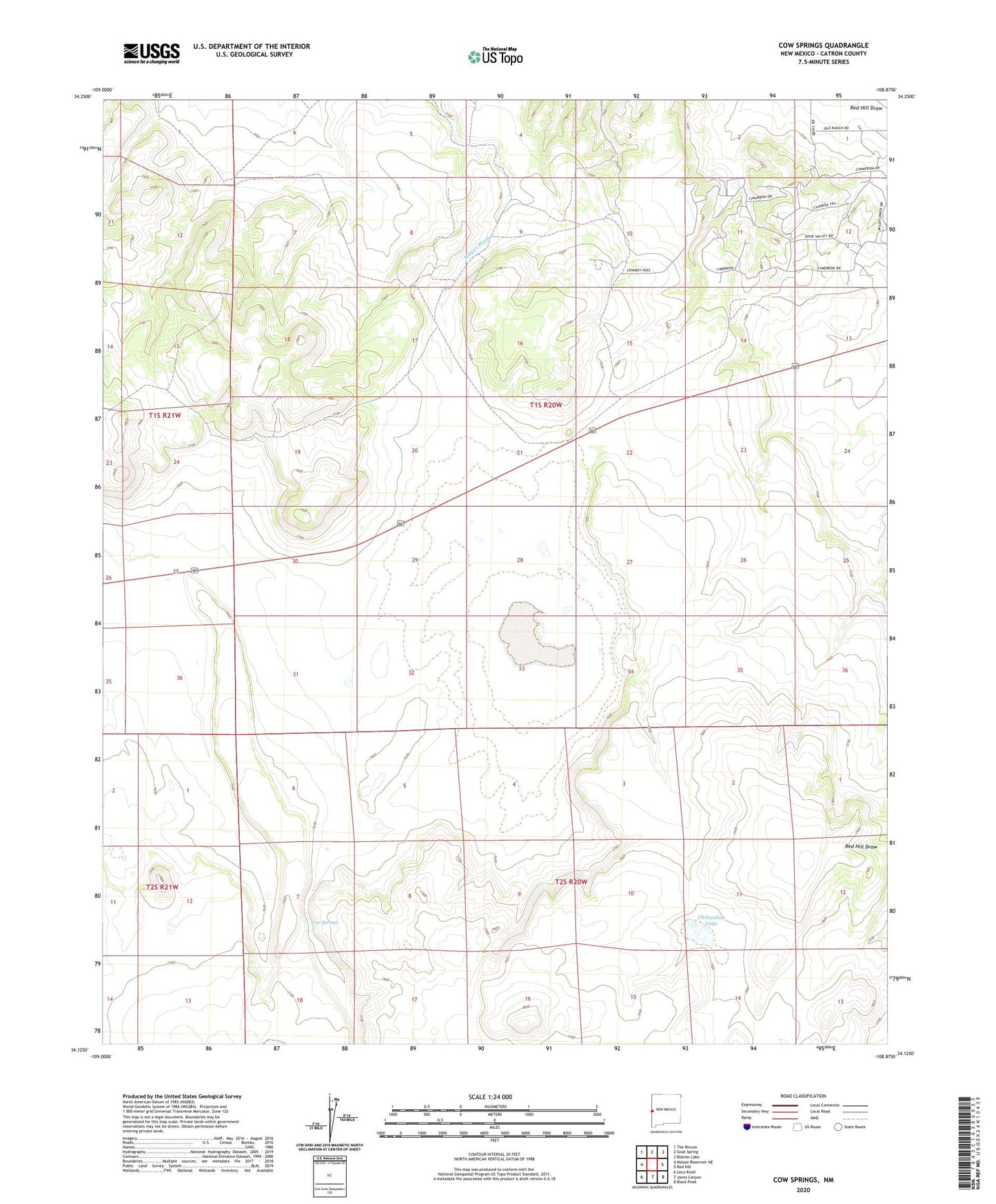 Cow Springs New Mexico US Topo Map Image