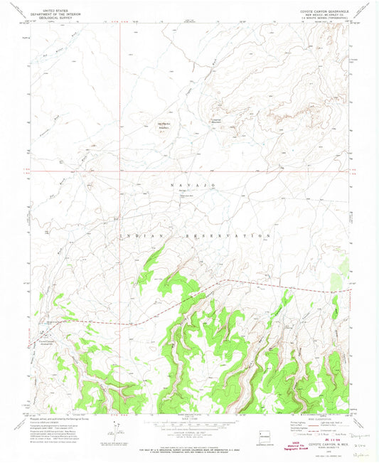 Classic USGS Coyote Canyon New Mexico 7.5'x7.5' Topo Map Image