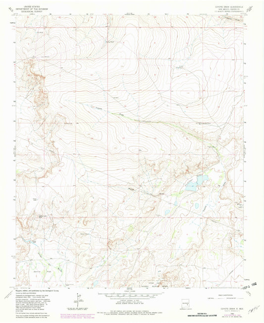 Classic USGS Coyote Draw New Mexico 7.5'x7.5' Topo Map Image