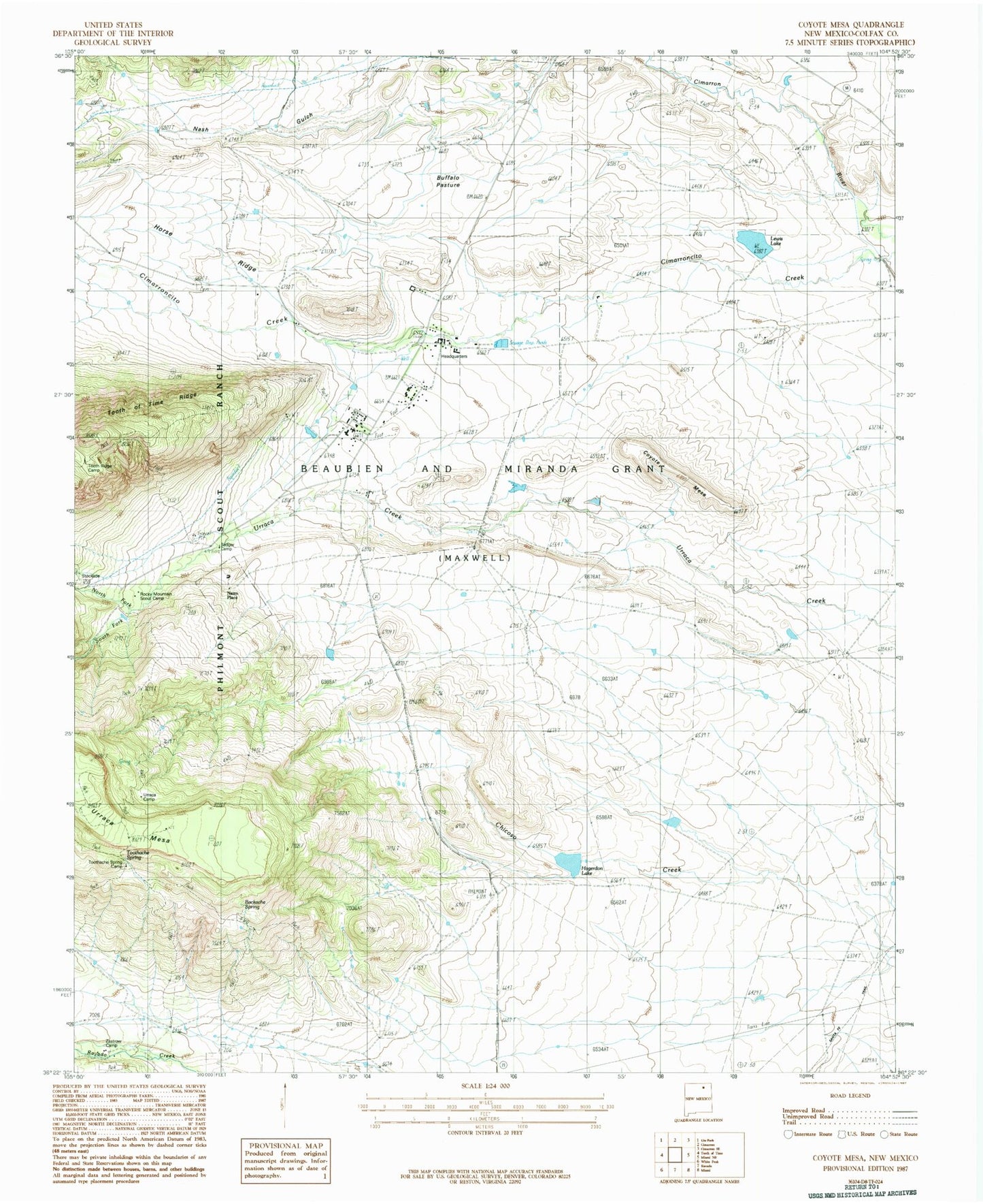 Classic USGS Coyote Mesa New Mexico 7.5'x7.5' Topo Map Image