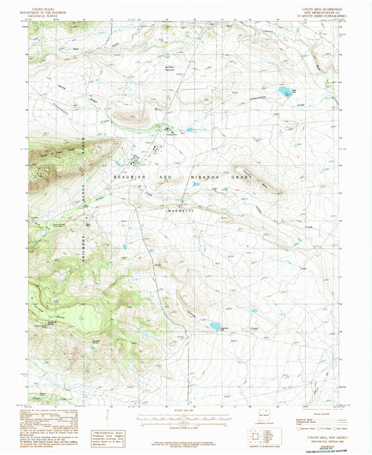 Classic USGS Coyote Mesa New Mexico 7.5'x7.5' Topo Map Image