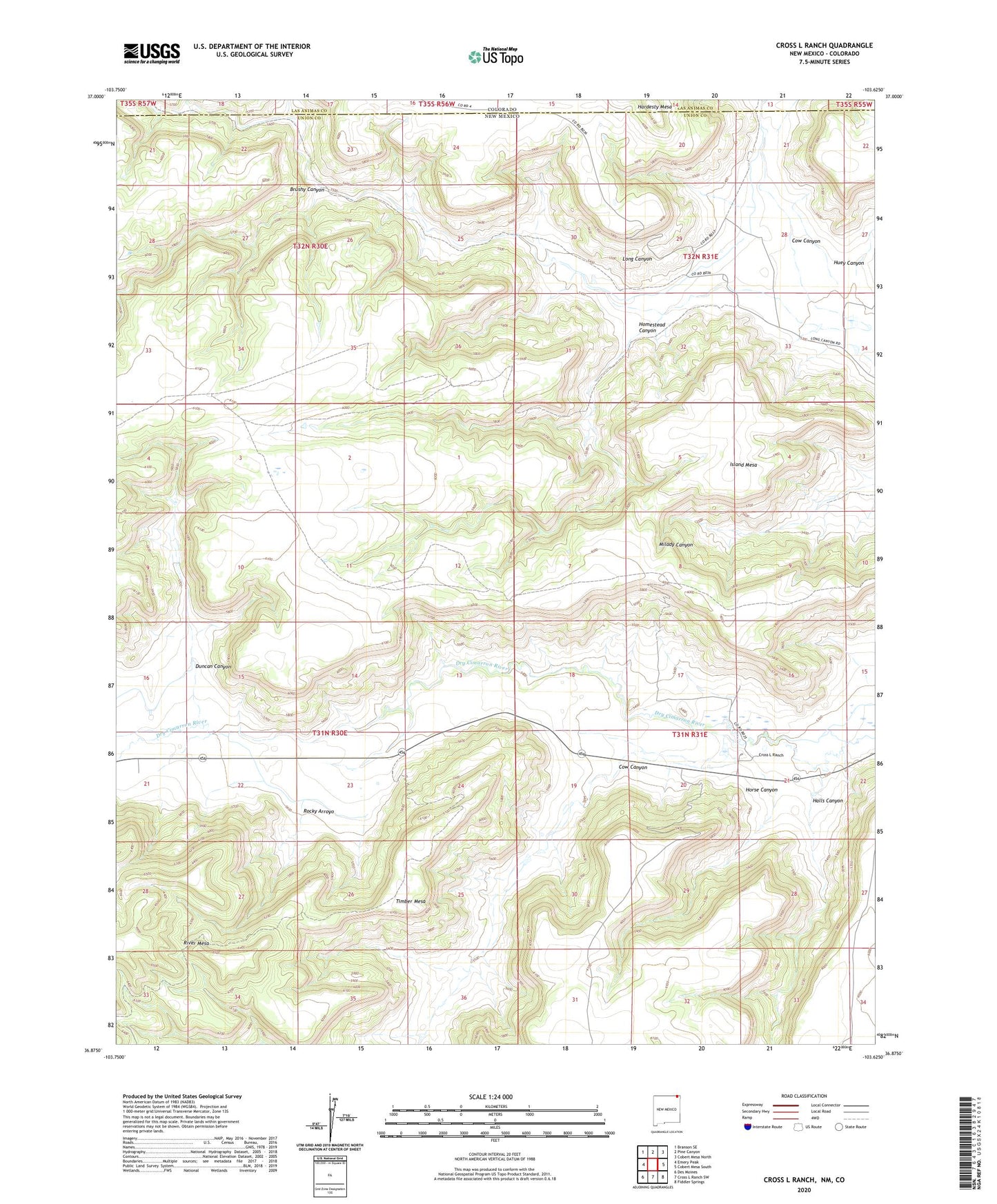Cross L Ranch New Mexico US Topo Map Image