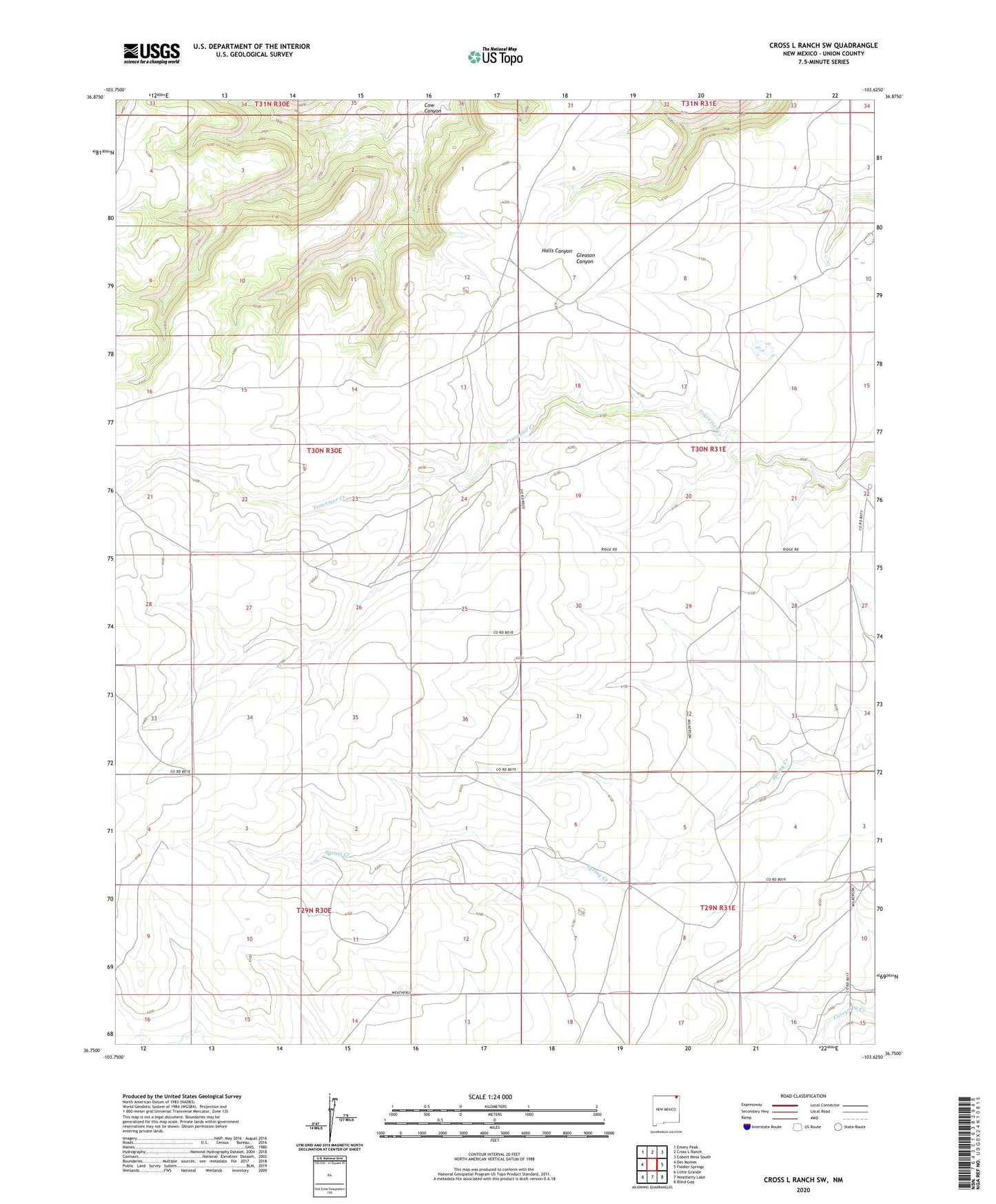 Cross L Ranch SW New Mexico US Topo Map Image
