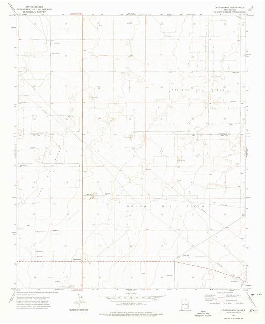 Classic USGS Crossroads New Mexico 7.5'x7.5' Topo Map Image
