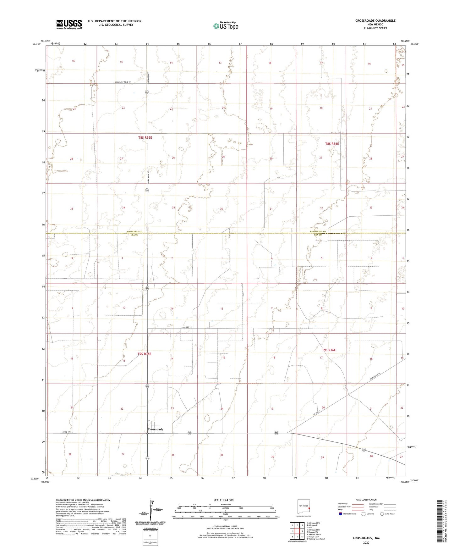 Crossroads New Mexico US Topo Map Image