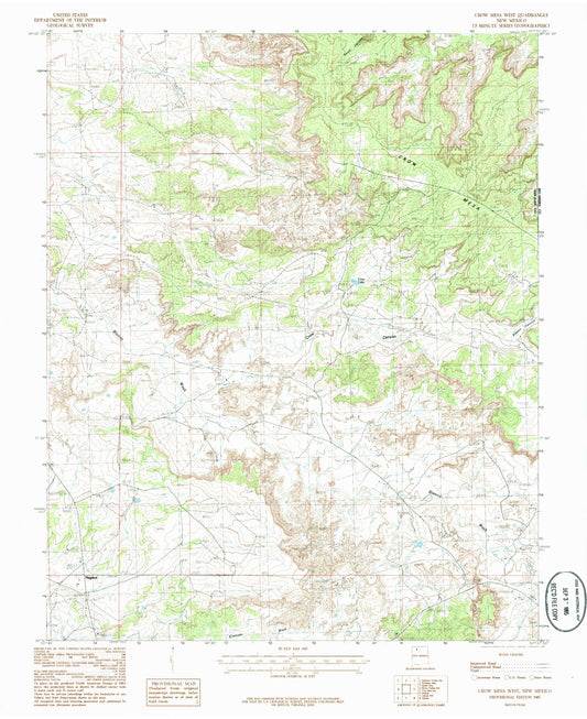 Classic USGS Crow Mesa West New Mexico 7.5'x7.5' Topo Map Image