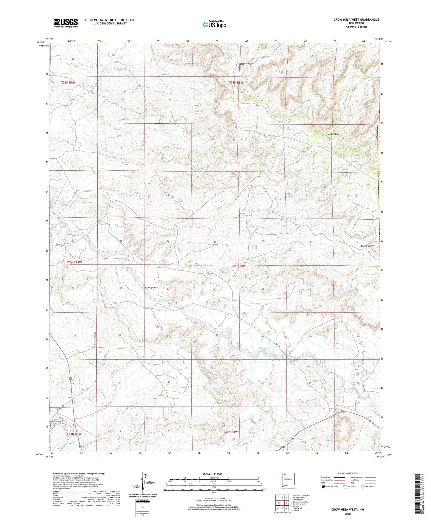 Crow Mesa West New Mexico US Topo Map Image