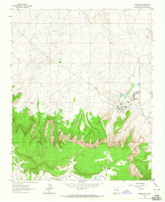 Classic USGS Crownpoint New Mexico 7.5'x7.5' Topo Map Image