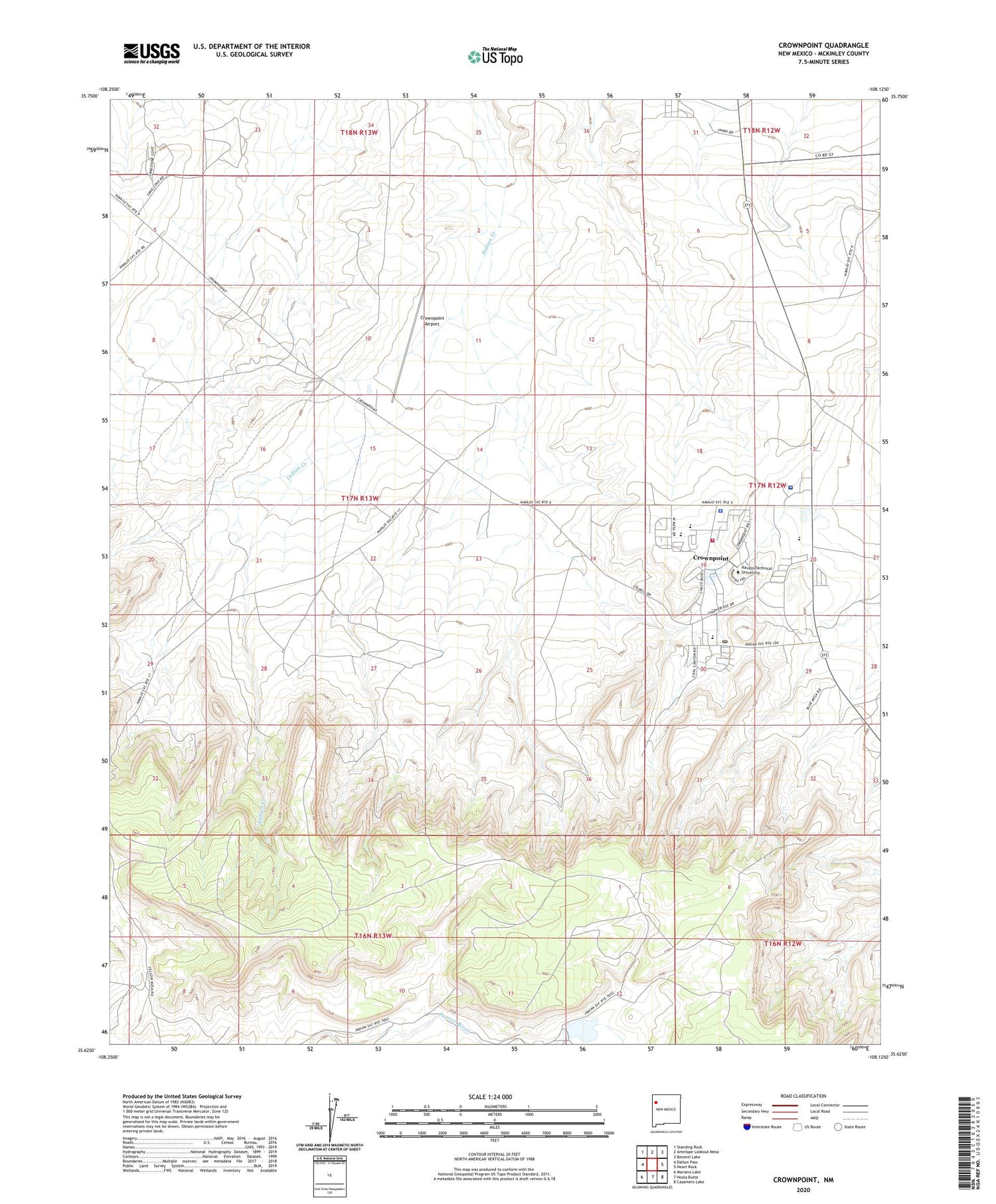 Crownpoint New Mexico US Topo Map Image