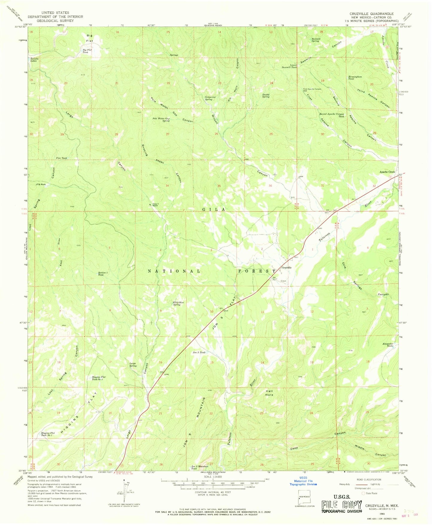 Classic USGS Cruzville New Mexico 7.5'x7.5' Topo Map Image