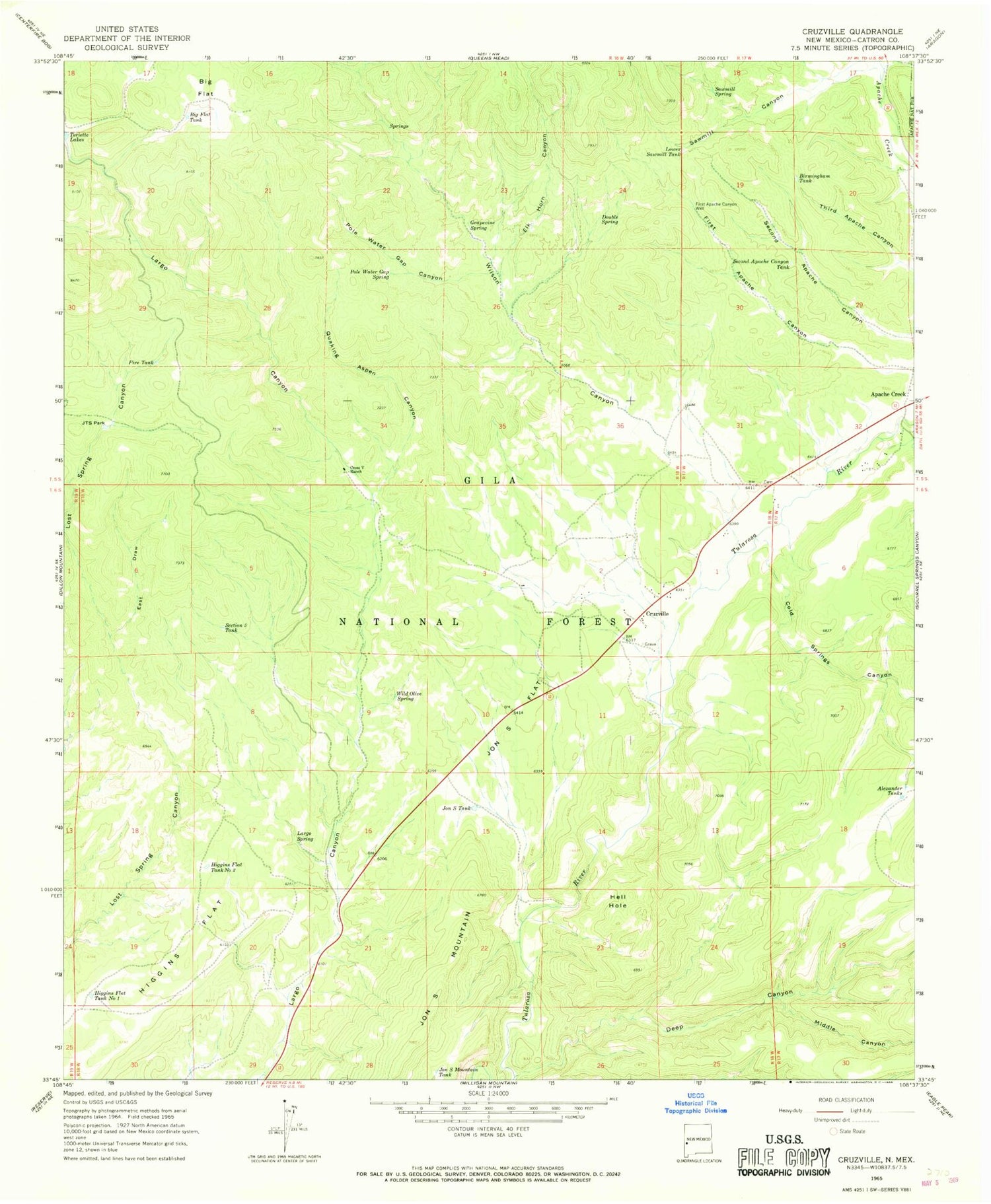 Classic USGS Cruzville New Mexico 7.5'x7.5' Topo Map Image