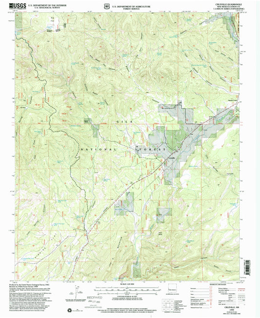 Classic USGS Cruzville New Mexico 7.5'x7.5' Topo Map Image
