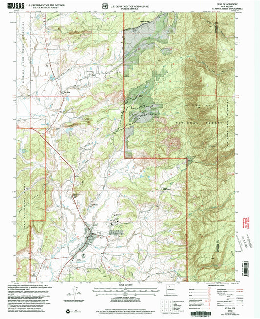 Classic USGS Cuba New Mexico 7.5'x7.5' Topo Map Image