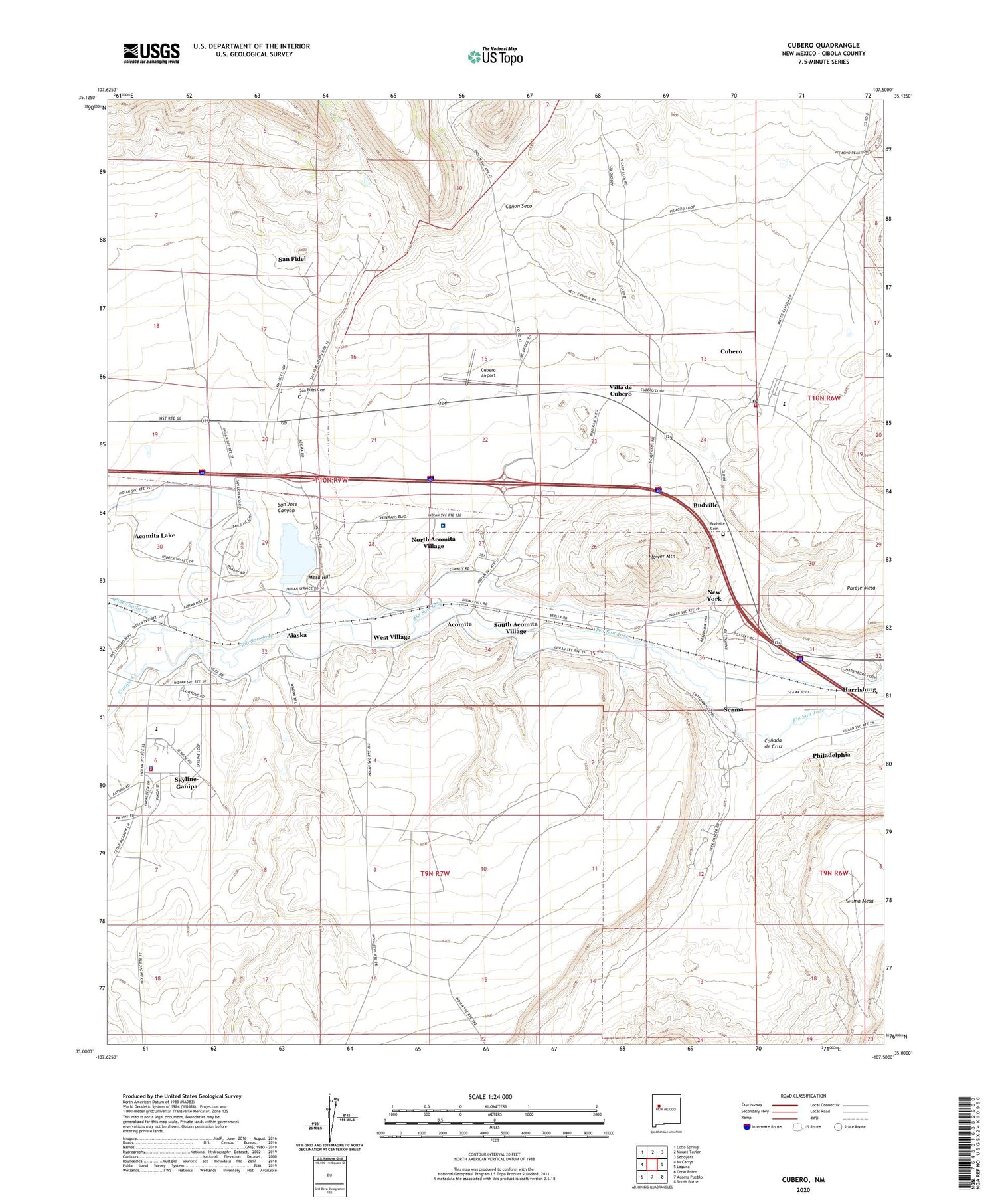 Cubero New Mexico US Topo Map Image
