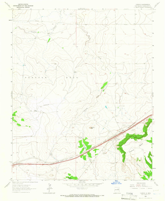 Classic USGS Cuervo New Mexico 7.5'x7.5' Topo Map Image