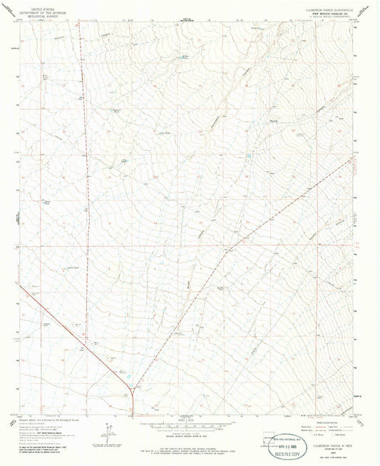 Classic USGS Culberson Ranch New Mexico 7.5'x7.5' Topo Map Image