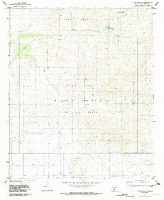 Classic USGS Culp Canyon New Mexico 7.5'x7.5' Topo Map Image