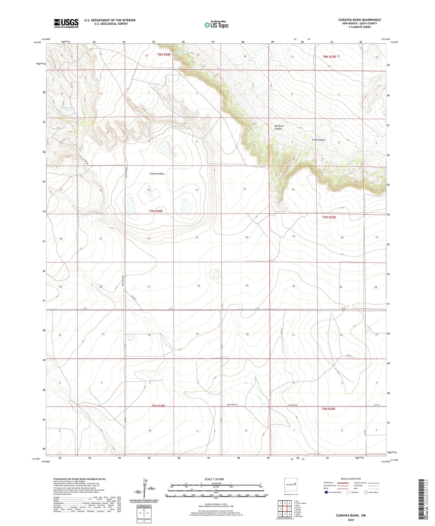 Cunavea Basin New Mexico US Topo Map Image