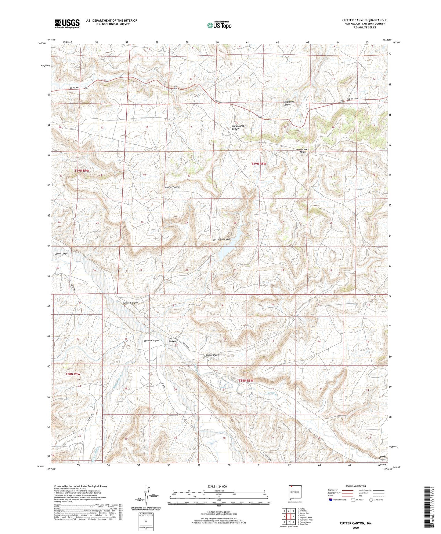Cutter Canyon New Mexico US Topo Map Image