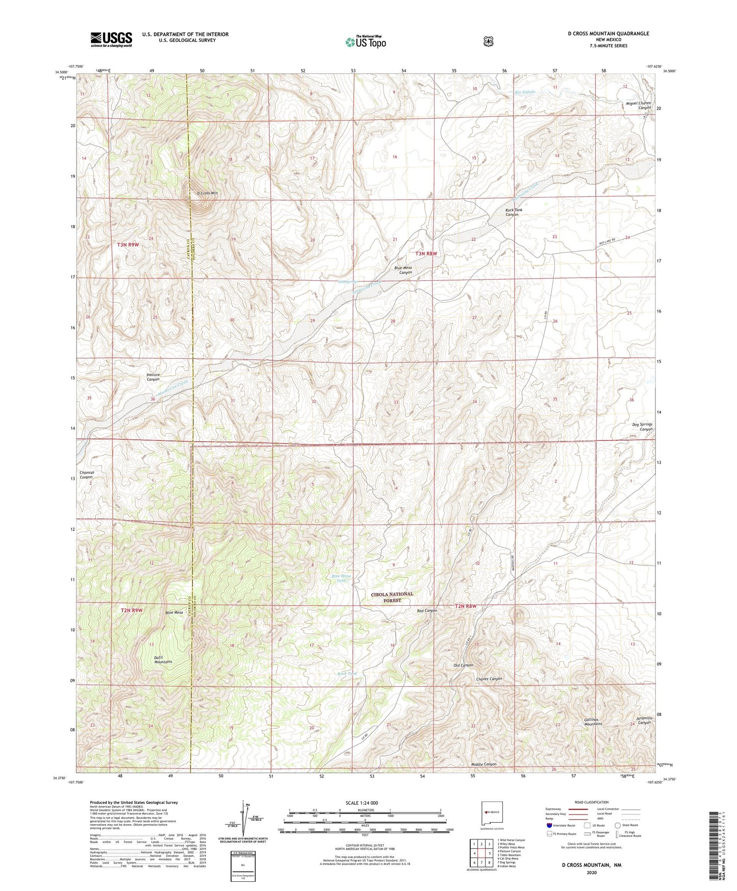 D Cross Mountain New Mexico US Topo Map Image