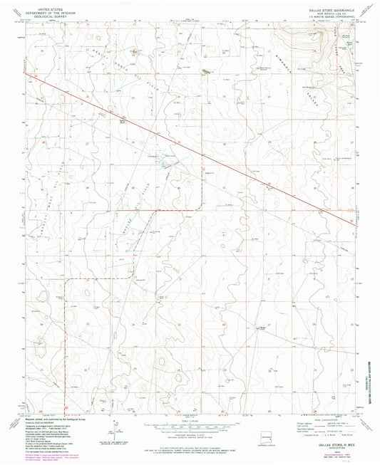 Classic USGS Dallas Store New Mexico 7.5'x7.5' Topo Map Image