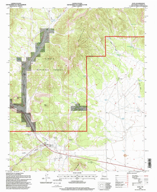 Classic USGS Datil New Mexico 7.5'x7.5' Topo Map Image