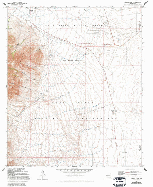 Classic USGS Davies Tank New Mexico 7.5'x7.5' Topo Map Image