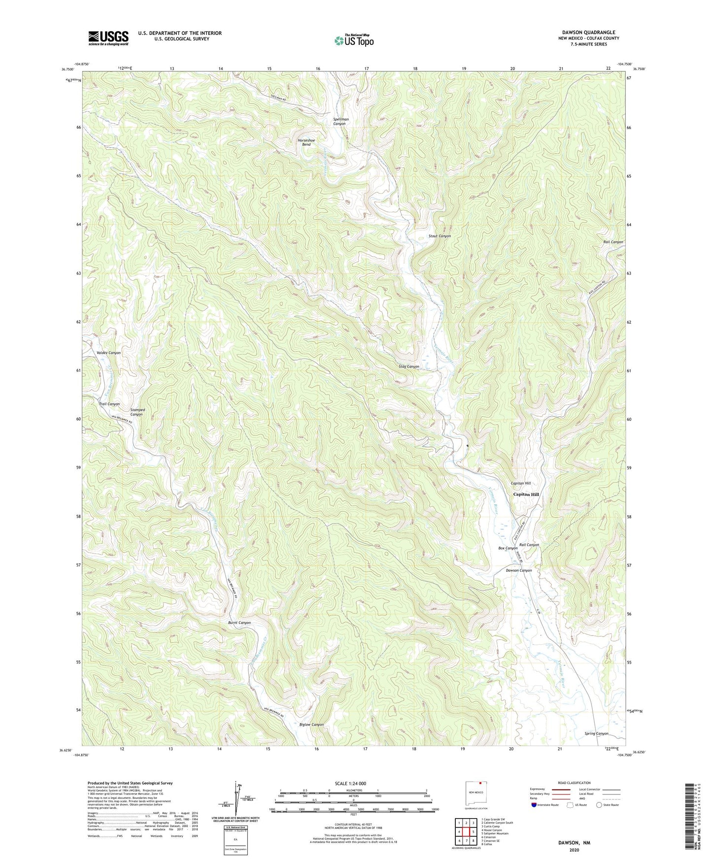 Dawson New Mexico US Topo Map Image