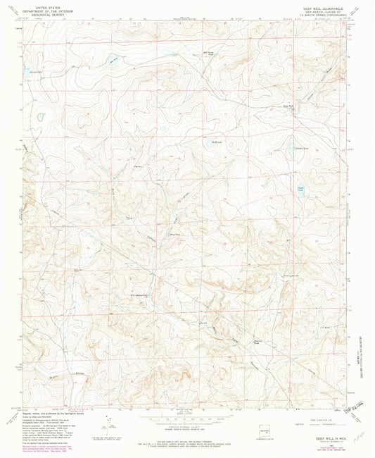 Classic USGS Deep Well New Mexico 7.5'x7.5' Topo Map Image