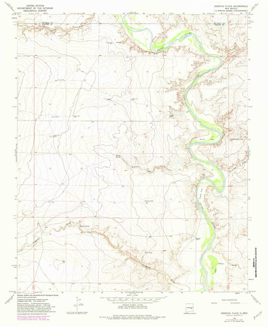 Classic USGS Deering Place New Mexico 7.5'x7.5' Topo Map Image