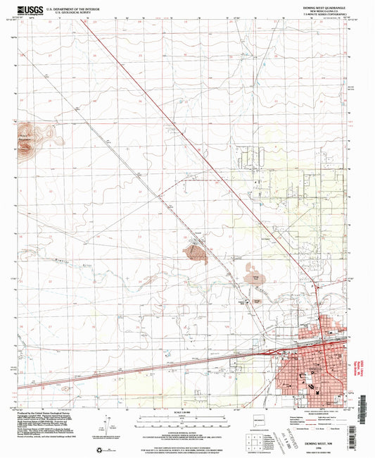 Classic USGS Deming West New Mexico 7.5'x7.5' Topo Map Image