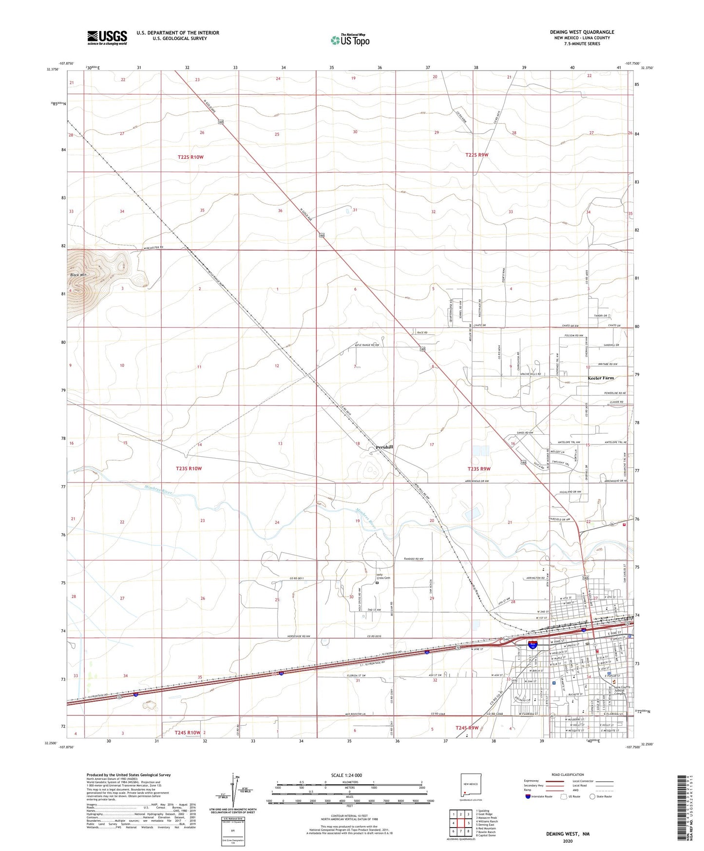 Deming West New Mexico US Topo Map Image