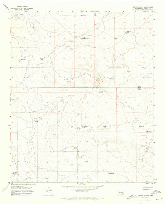 Classic USGS Denton Camp New Mexico 7.5'x7.5' Topo Map Image
