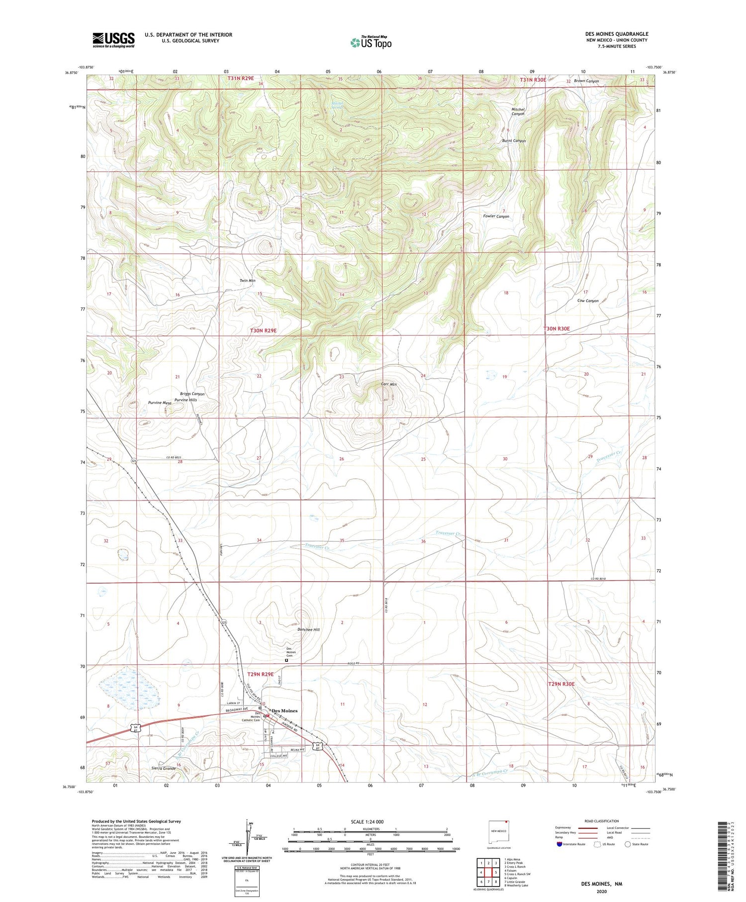 Des Moines New Mexico US Topo Map Image