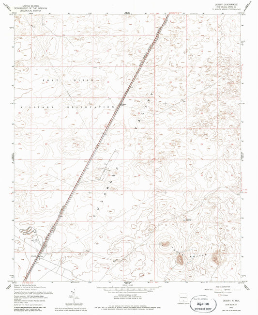 Classic USGS Desert New Mexico 7.5'x7.5' Topo Map Image