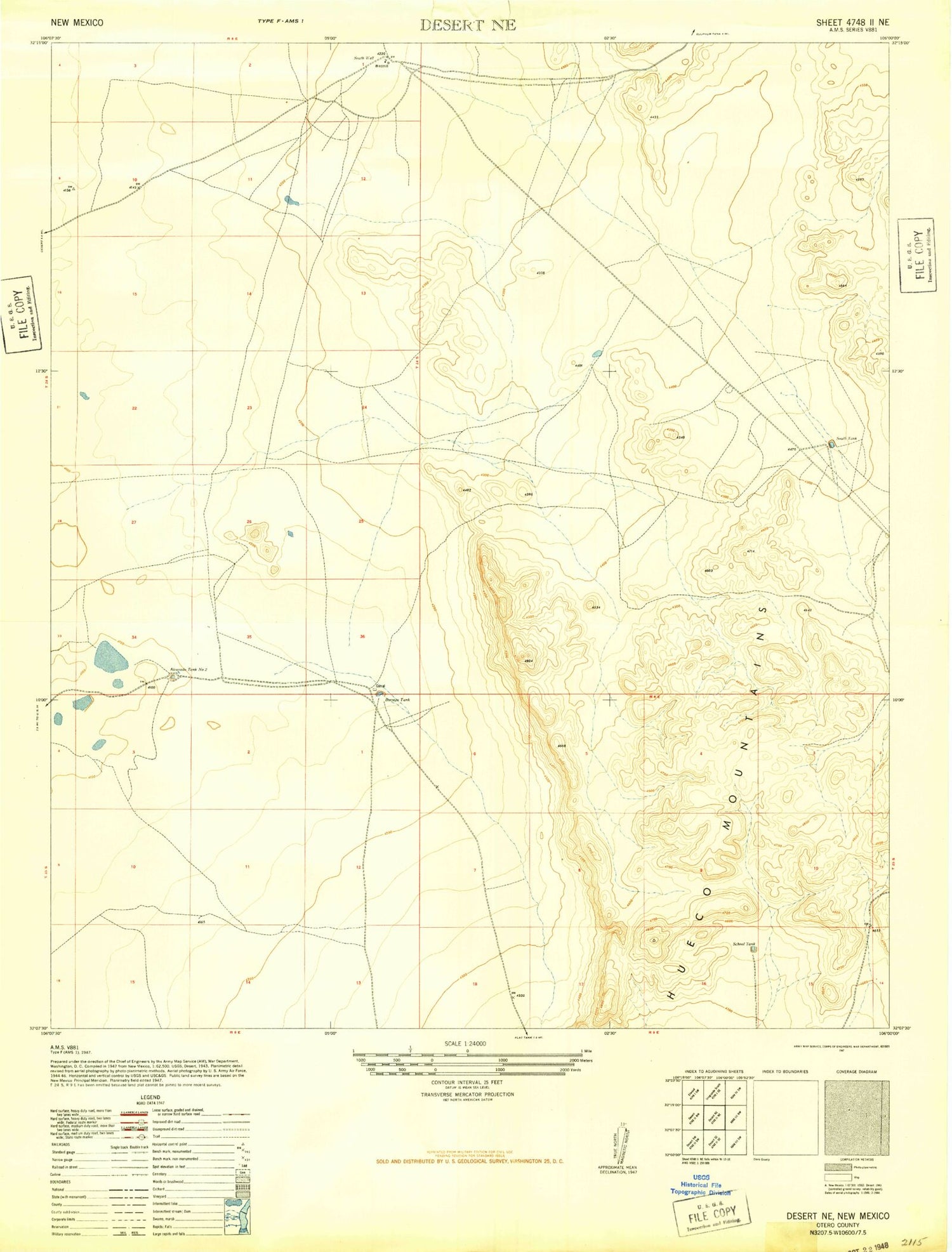 Classic USGS Desert NE New Mexico 7.5'x7.5' Topo Map Image