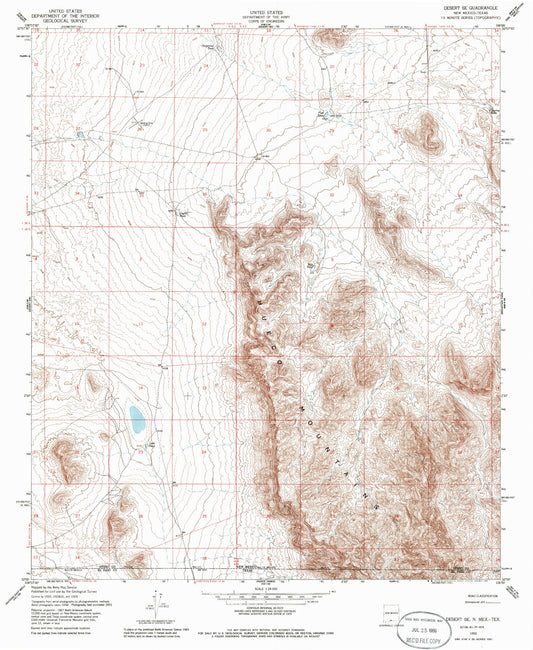Classic USGS Desert NE New Mexico 7.5'x7.5' Topo Map Image